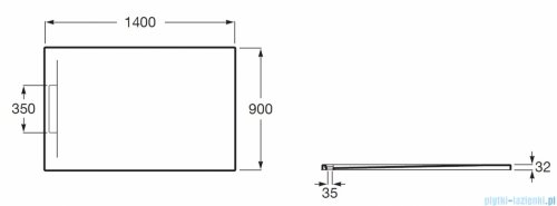 Roca Pyros 140x90cm brodzik prostokątny kompozyt Stonex biały AP90157838403100