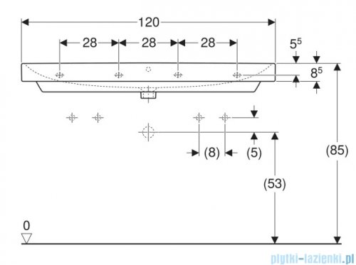 Geberit Smyle Square Umywalka 2-otworowa 120cm KeraTect 500.253.01.8