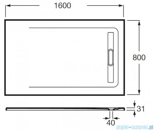 Roca Aquos 160x80cm brodzik prostokątny kompozytowy beżowy AP60164032001650