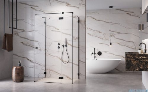 Radaway Essenza Pro Black Kdj+S kabina 80x90x80cm prawa czarny mat/szkło przejrzyste 10097390-54-01R/10098080-01-01/10098080-01-01 