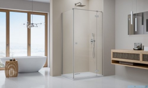 Radaway Essenza Kdj Brushed Nickel kabina 90x90cm prawa szczotkowany nikiel 1385044-91-01R/1384050-01-01