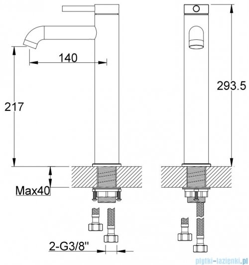 Kohlman Axel bateria umywalkowa wysoka 29 cm chrom QB170A