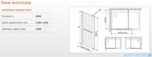 Sanplast Free Line II P/FREEII Kabina walk-in 120x200 cm przejrzyste 600-261-0460-42-401