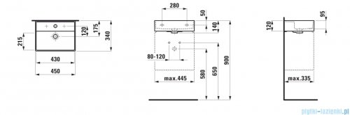 Laufen Kartell umywalka ścienna 45x34cm szary mat H8183307591041