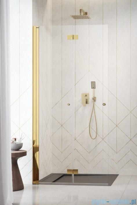 Radaway Nes 6 Gold KDD B kabina walk-in 90cm lewa złoty połysk szkło przejrzyste 10024090-09-01L