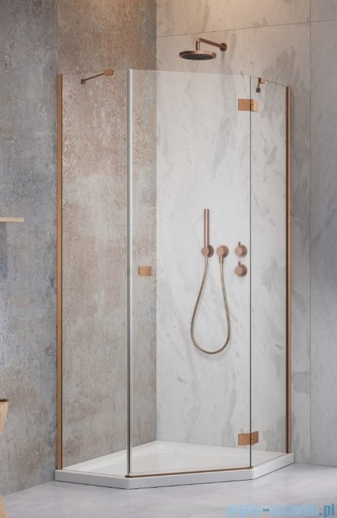 Radaway Essenza Ptj Brushed Copper kabina pięciokątna 100x80cm prawa szczotkowana miedź 1385010-93-01R/1385055-01-01