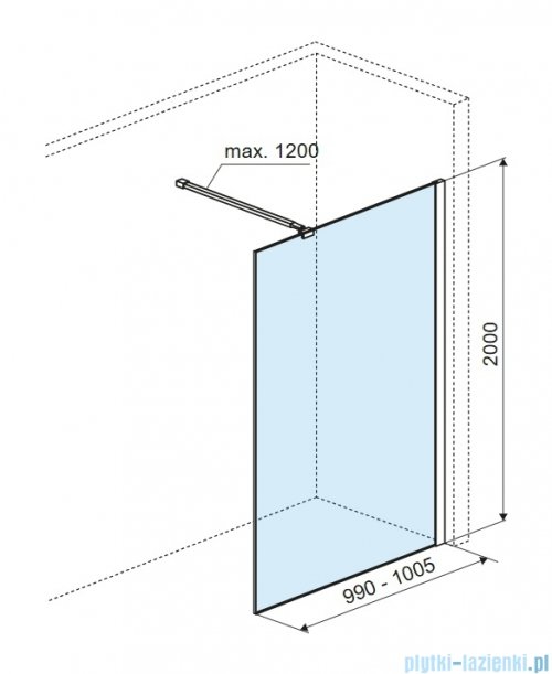 Excellent Vidoq Walk-in ścianka prysznicowa prosta 100x200 cm, złoto szczotkowane KAEX.1506.1000.LP.GB