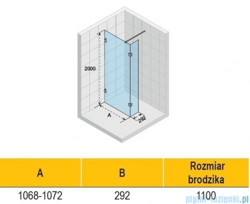 Riho Scandic NXT X402 kabina prysznicowa Walk In 110x200cm czarna G001125121
