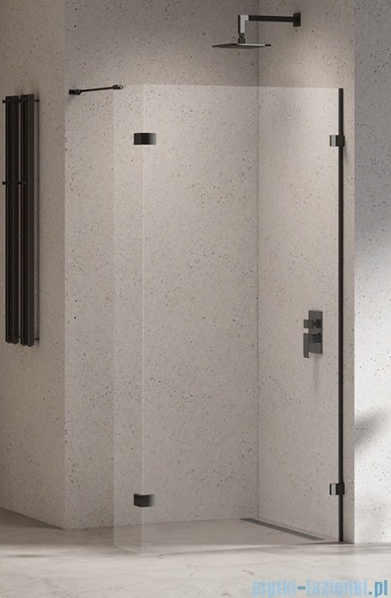 New Trendy Eventa Black Chrome kabina walk-in 150x200 cm jednoelementowa z dodatkową ścianką przejrzyste czarny połysk EXK-6315