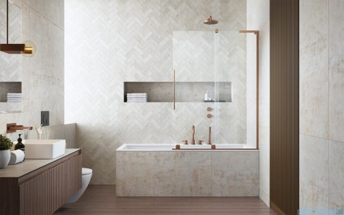 Radaway Furo Brushed Copper SL PND II parawan nawannowy 120cm prawy szczotkowana miedź 10309638-93-01R/10112594-01-01