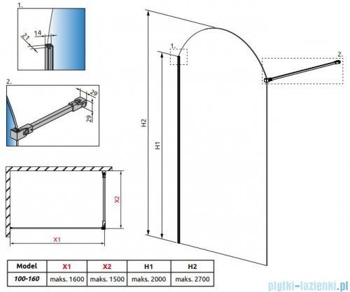 Radaway Volta Black II Frame 100-160×200-270 lewa 10201016-54-56L