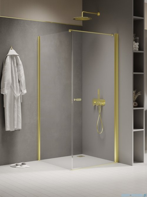 New Trendy New Soleo Light Gold 90x120x195 cm kabina wspornik prosty złoty połysk/szkło przejrzyste K-1844-WP