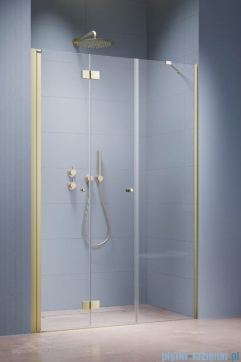 Radaway Nes Brushed Light Gold DWSB Drzwi wnękowe 120cm W1  lewe szczotkowane jasne złoto szkło przejrzyste 10044950-98-01L/10045250-01-01
