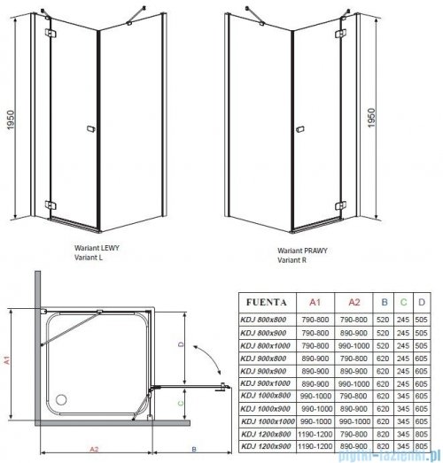 Radaway Kabina prysznicowa Fuenta KDJ 100x100 lewa szkło grafitowe 381051-05L