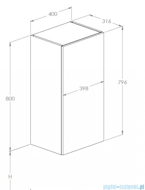 Roca Extra Kolumna łazienkowa niska z 1 drzwiami 80x31x40 CZARNY MAT  A857958532