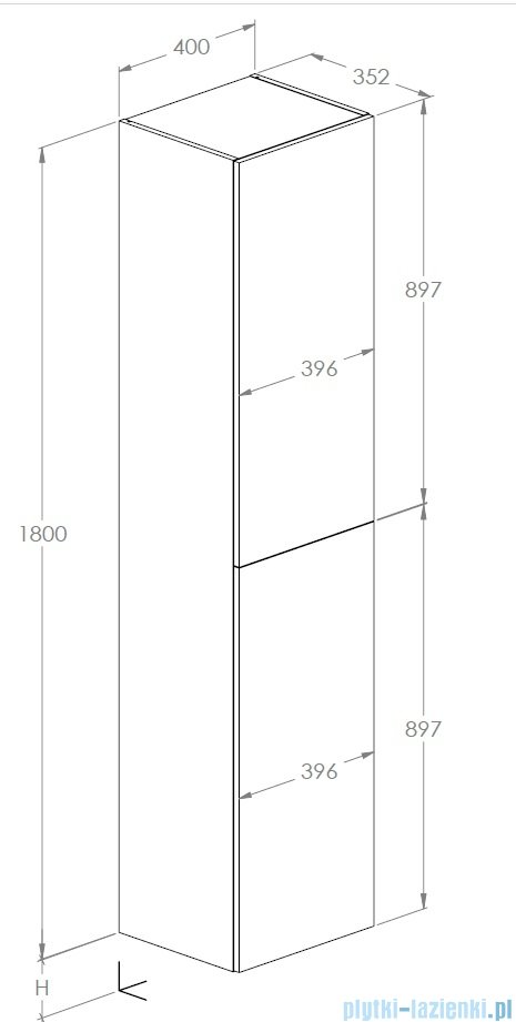 Roca Extra Kolumna łazienkowa wysoka z 2 drzwiami 180x35x40 DĄB CANELA A857956808