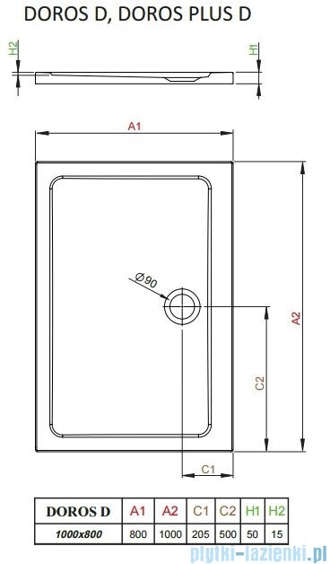 Radaway Idea Kdj kabina 100x80cm lewa szkło przejrzyste + brodzik Doros D + syfon