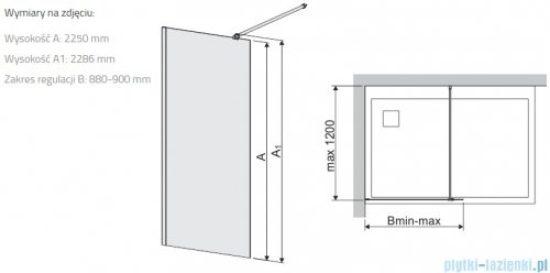 Sanplast Space Wall P/SPACEWALL-XL kabina walk-in 90x228 cm czarny matowy 600-320-3130-59-401