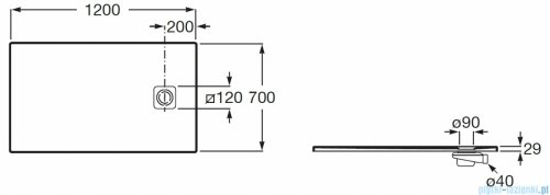 Roca Magma 120x70 cm brodzik prostokątny kompozytowy STONEX CZARNY APE014B02BC03400