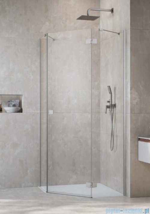 Radaway Essenza 8 Brushed Nickel Ptj kabina pięciokątna 90x90cm prawa szczotkowany nikiel 10490000-91-01R/10490200-01-01