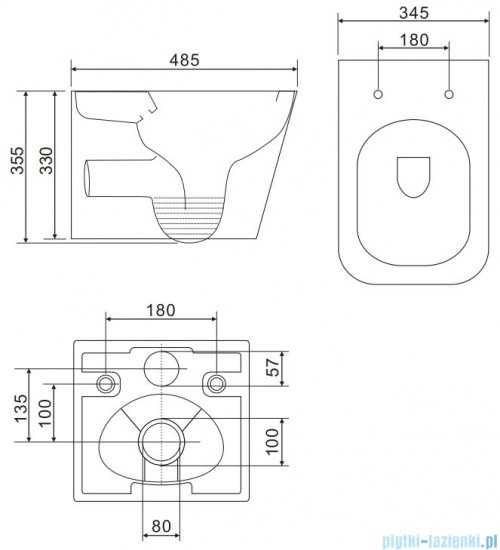 Omnires Fontana podtynkowy zestaw WC z miską + deską wolnoopadającą + przycisk biały połysk FONTANASETBPBP