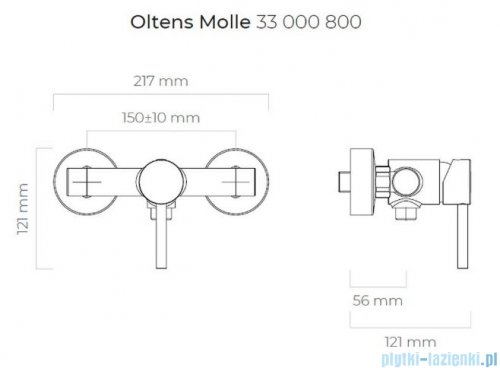 Oltens Molle bateria prysznicowa ścienna złota 33000800