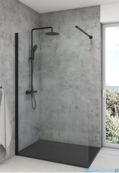 Oltens Bergytan brodzik prostokątny 100x90 cm RockSurface czarny mat 15101300