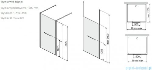 Sanplast Altus PII/ALTIIa kabina walk-in 160x212 cm czarny matowy 600-121-2801-59-401