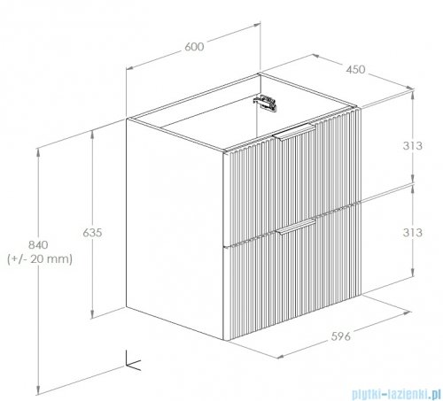 Roca Reef szafka 59x45x63 CZARNY MAT A857954532