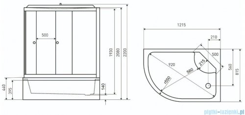 Novoterm Jukon Kabina hydromasażowa 121x81x220 cm lewa Jukon-L