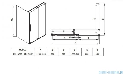 Deante Prizma Kabina prysznicowa prostokatna 120x90cm Stal Szczotkowana KPNFP12S09