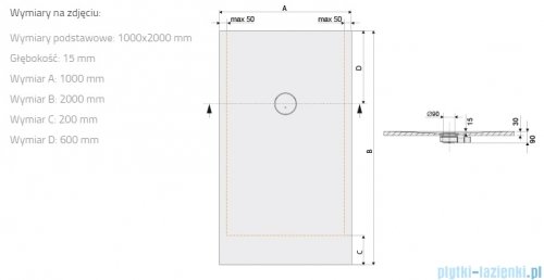 Sanplast Structure Mineral B-M/STRUCTURE brodzik prostokątny 100x200x1,5 cm mat czerni 645-360-0730-59-010