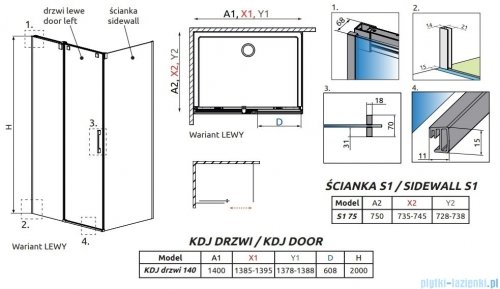 Radaway Espera Pro Kdj kabina 140x75cm lewa przejrzyste 10090140-01-01L/10092140-01-01L/10093075-01-01
