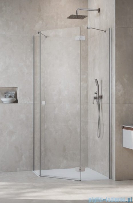 Radaway Essenza Ptj Brushed Nickel kabina pięciokątna 90x90cm prawa szczotkowany nikiel 1385010-91-01R/1385050-01-01