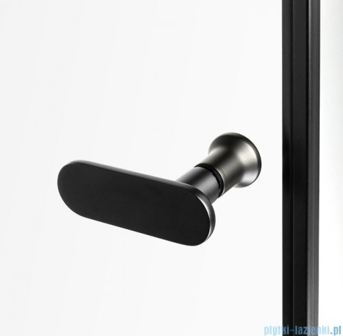 New Trendy New Soleo Black 90x90x195 cm kabina pięciokątna uniwersalna drzwi podwójne wspornik skośny czarna szkło przejrzyste K-0617