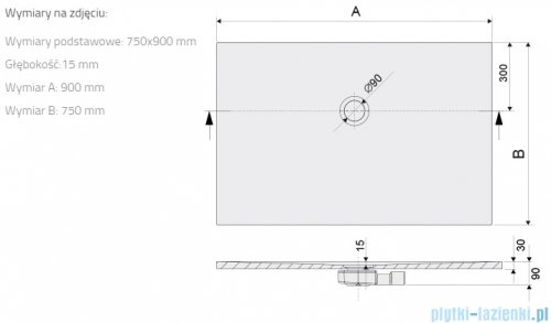 Sanplast Open Mineral B-M/OPEN brodzik prostokątny z powłoką 75x90x1,5 cm biały 645-430-0220-01-002