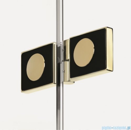 New Trendy New Soleo Light Gold 90x80x195 cm kabina prawa drzwi składane pojedyncze wspornik skośny złoty jasny połysk/szkło przejrzyste  K-1932