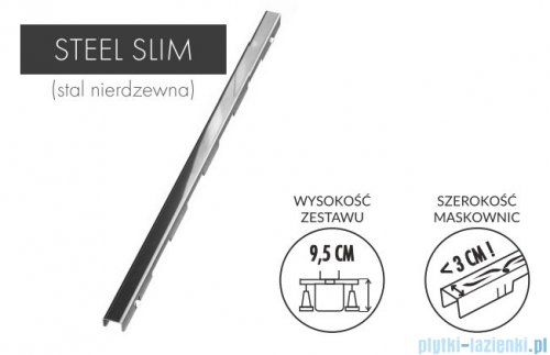 Schedpol Slim Lux odpływ liniowy z maskownicą Steel Slim 80x3,5x9,5cm OLSL80/SLX