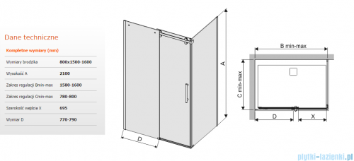 Sanplast kabina KND2/ALTII narożna prostokątna  80x150-160x210 cm grafit 600-121-0851-42-491