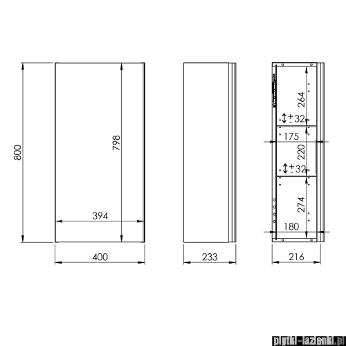 Elita Look szafka wisząca 40x80x21cm biały połysk 166998