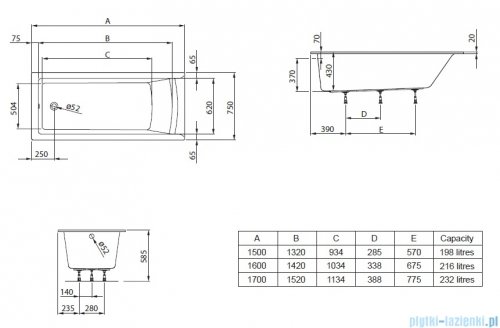 Roca Savai Slim Rim wanna prostokątna 160x75cm A248588000