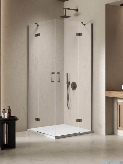 New Trendy Nesta Gunmetal Brushed kabina 90x110x200 cm drzwi podwójne grafit szczotkowany/szkło przejrzyste K-4764