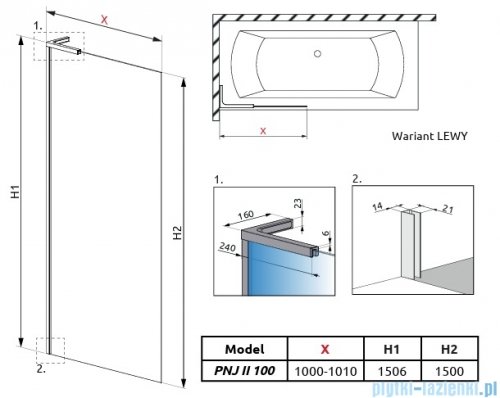 Radaway Modo SL PNJ II parawan nawannowy 100cm lewy chrom połysk/przejrzyste 10316100-01-01L