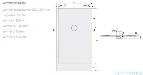 Sanplast Structure Mineral B-M/STRUCTURE brodzik prostokątny 90x150x1,5 cm szary mleczny 645-360-0580-55-010
