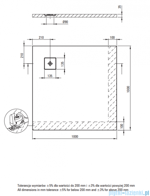 Deante Silia Brodzik akrylowy kwadratowy 100x100 cm biały KSKA01010B