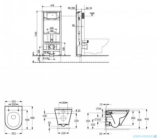 Roca zestaw podtynkowy DUPLO ONE + miska WC podwieszana GAP ROUND COMPACTO RIMLESS z deską SLIM A893104480