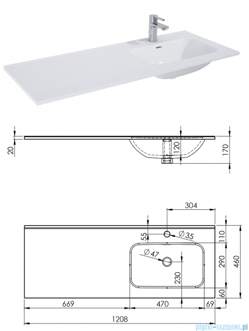 Elita Split szafka z umywalką i koszem cargo 120x63x46cm czarny mat 168171/145965