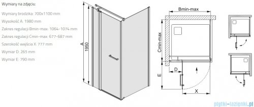 Sanplast Prestige III KNDJ2/PRIII kabina prostokątna 70x110x198 cm czarny matowy 600-073-0210-59-401