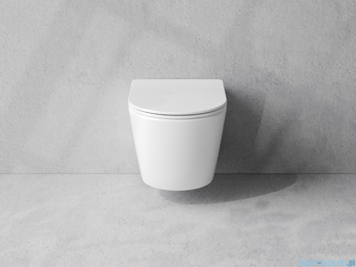 Besco Aspen White miska WC wisząca + deska wolnoopadająca Aspen Slim White biały połysk #ZAS-B-DASB