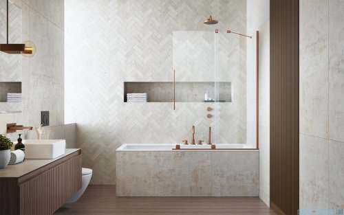 Radaway Furo Brushed Copper PND II parawan nawannowy 130cm prawy szczotkowana miedź 10109688-93-01R/10112644-01-01 